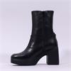 Wonders Lady Platform Block Heel Boot - Black Leather